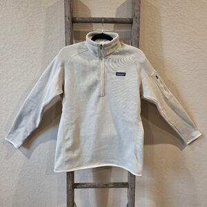 Patagonia Women's 1/4 Zip-Up Cream Sweater - Size Large